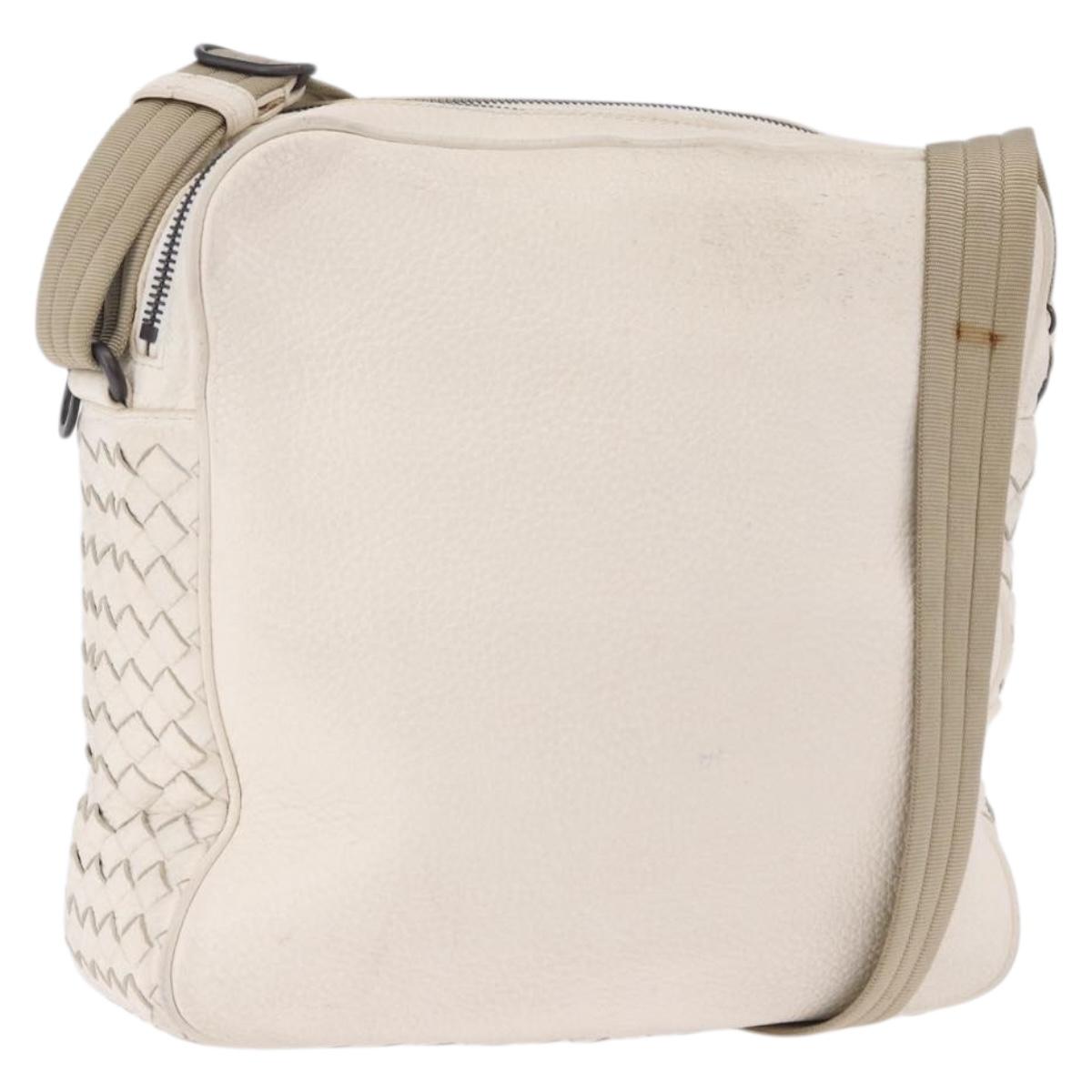 BOTTEGA VENETA INTRECCIATO Shoulder Bag Leather White Auth 200902