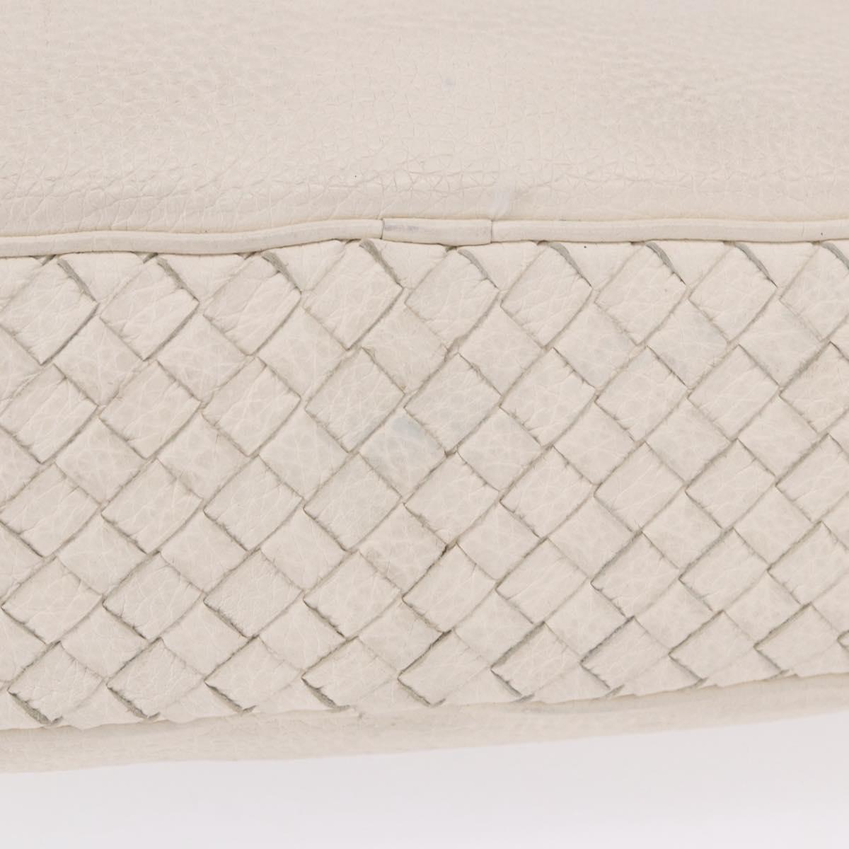 BOTTEGA VENETA INTRECCIATO Shoulder Bag Leather White Auth 200902