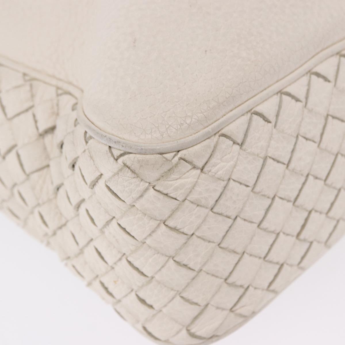 BOTTEGA VENETA INTRECCIATO Shoulder Bag Leather White Auth 200902