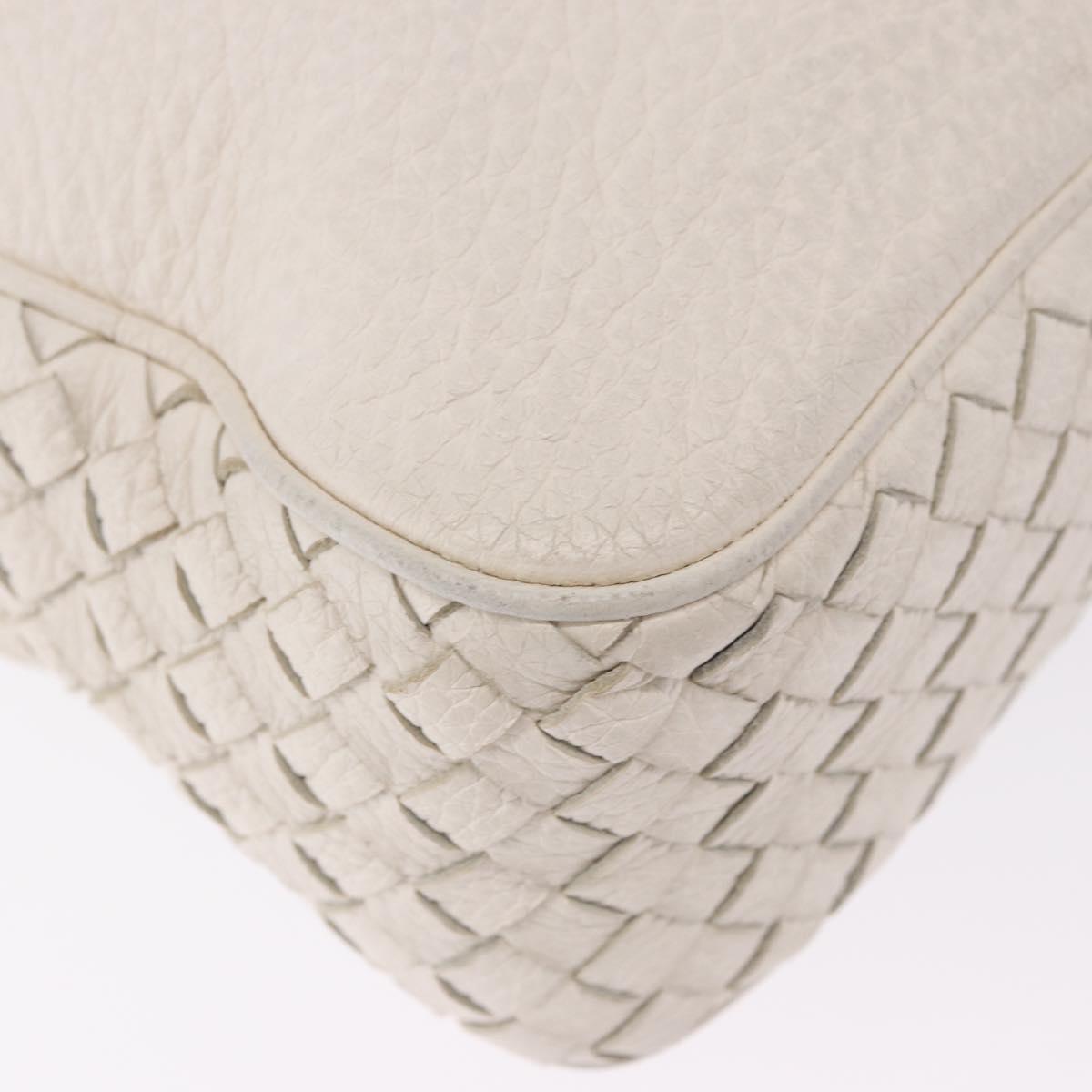 BOTTEGA VENETA INTRECCIATO Shoulder Bag Leather White Auth 200902