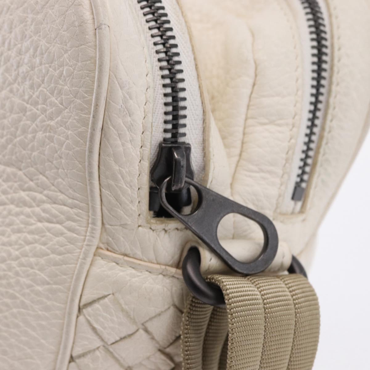 BOTTEGA VENETA INTRECCIATO Shoulder Bag Leather White Auth 200902