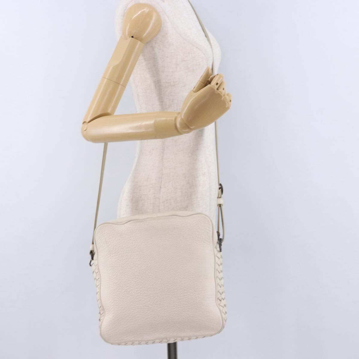 BOTTEGA VENETA INTRECCIATO Shoulder Bag Leather White Auth 200902