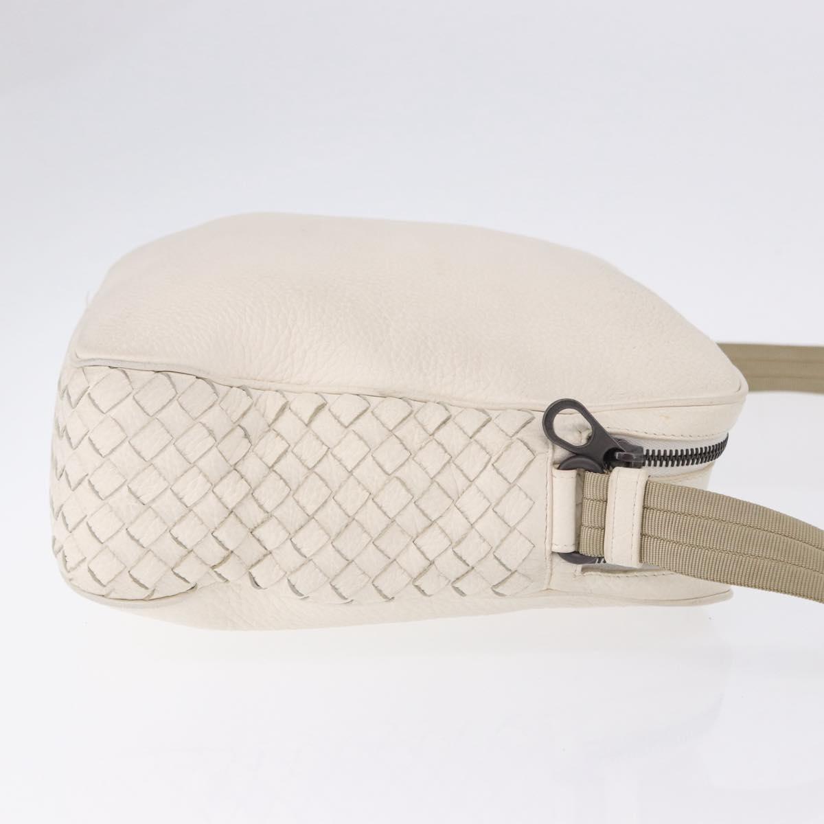 BOTTEGA VENETA INTRECCIATO Shoulder Bag Leather White Auth 200902