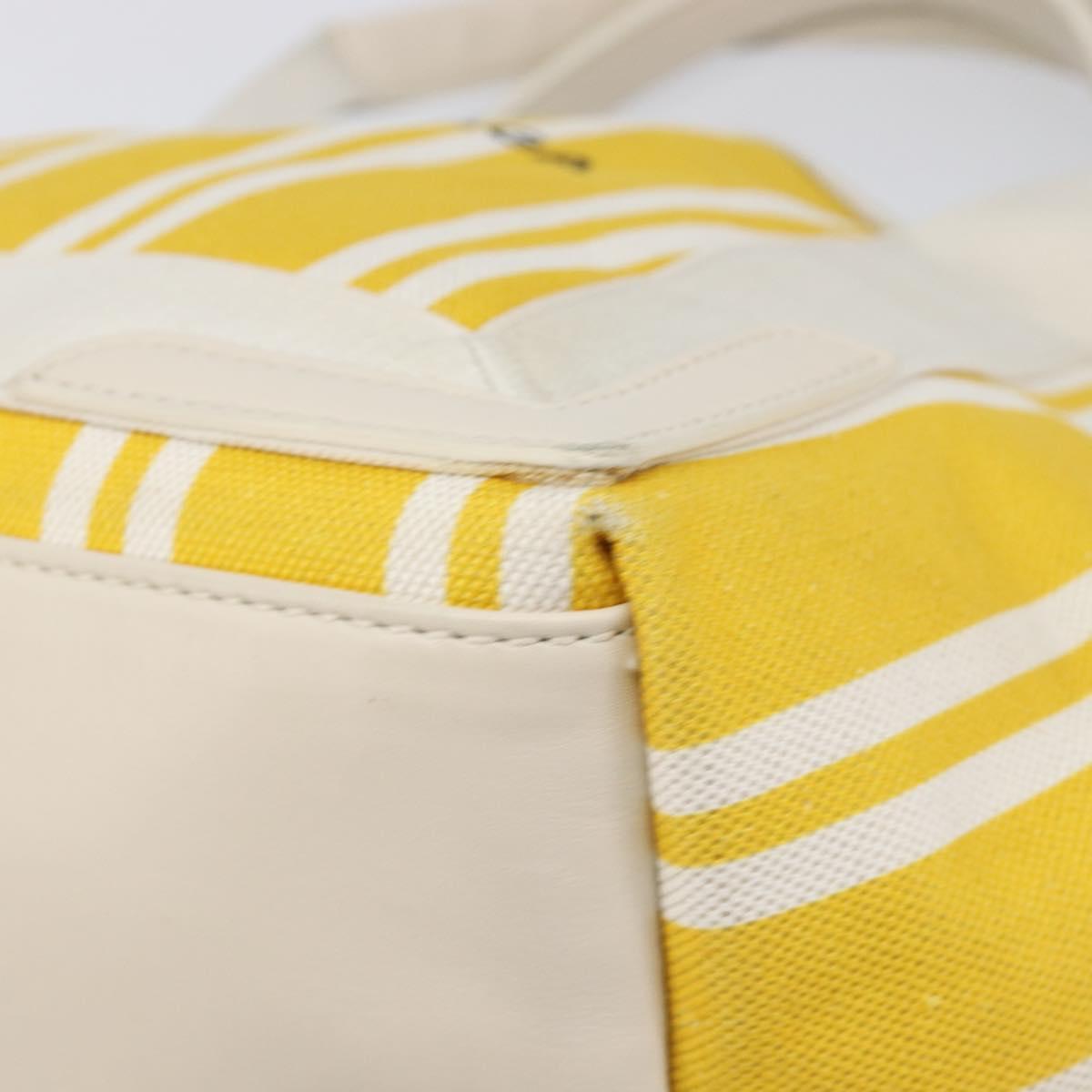 BALENCIAGA Navy Cabas S Hand Bag Canvas Yellow Silver Auth 200904A