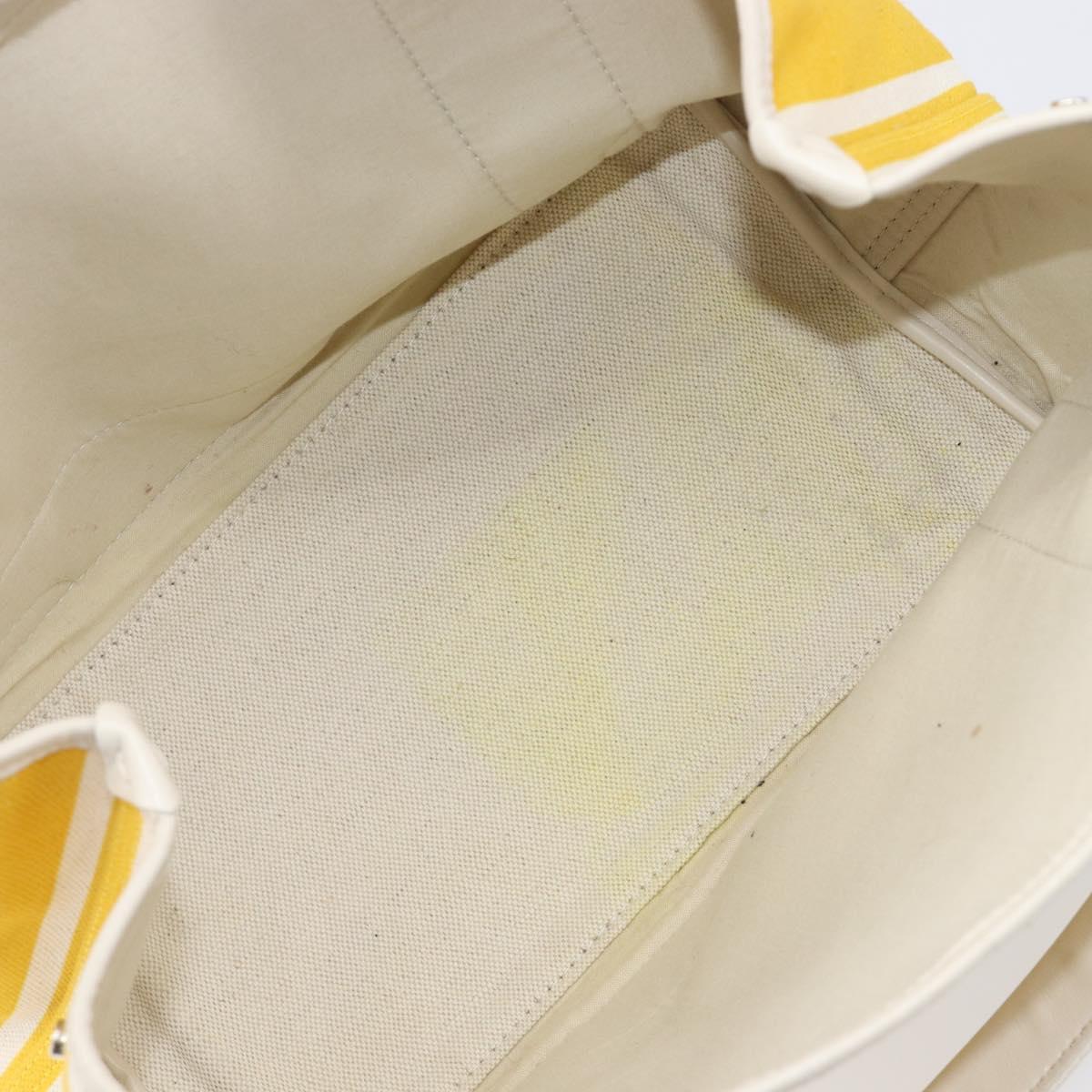 BALENCIAGA Navy Cabas S Hand Bag Canvas Yellow Silver Auth 200904A