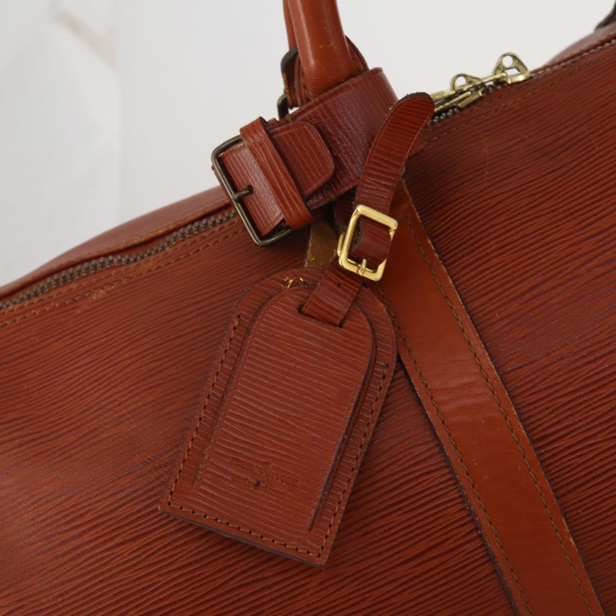 LOUIS VUITTON Epi Keepall 50 Boston Bag Brown M42968 LV Auth 200906