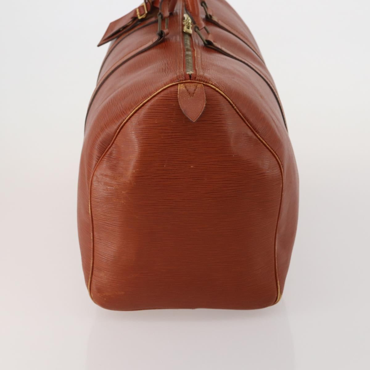 LOUIS VUITTON Epi Keepall 50 Boston Bag Brown M42968 LV Auth 200906