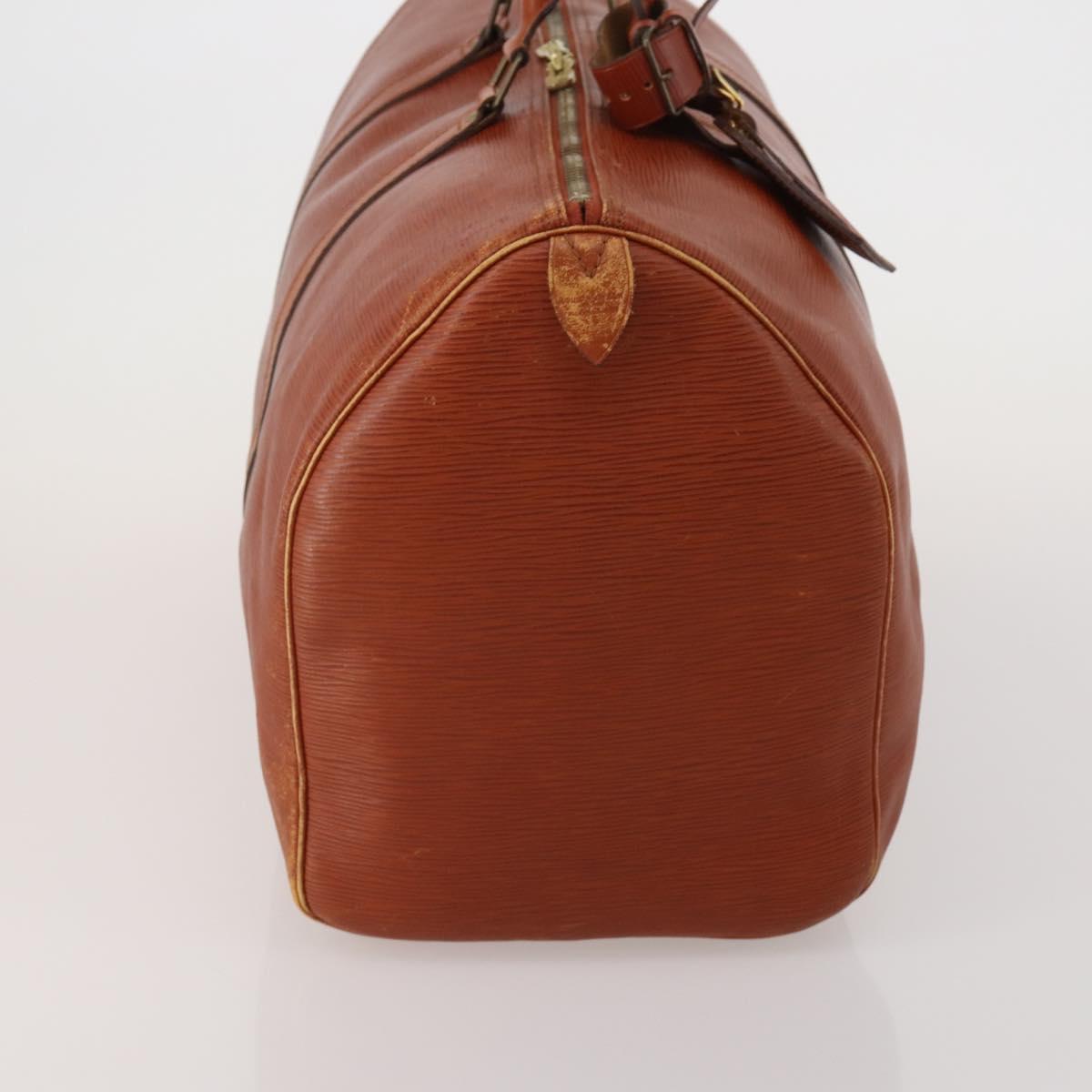LOUIS VUITTON Epi Keepall 50 Boston Bag Brown M42968 LV Auth 200906
