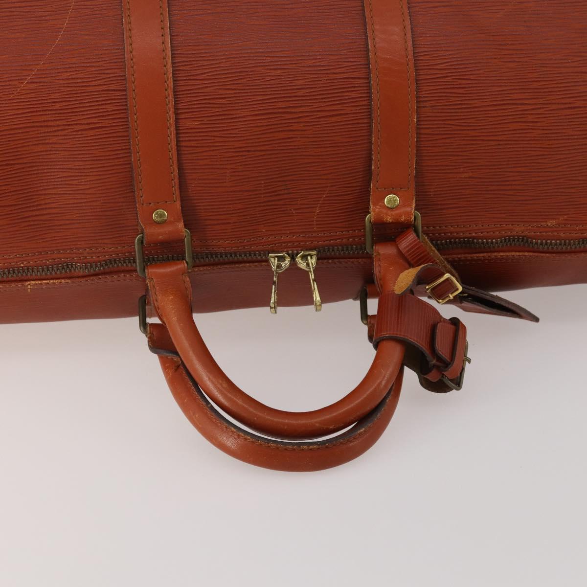 LOUIS VUITTON Epi Keepall 50 Boston Bag Brown M42968 LV Auth 200906