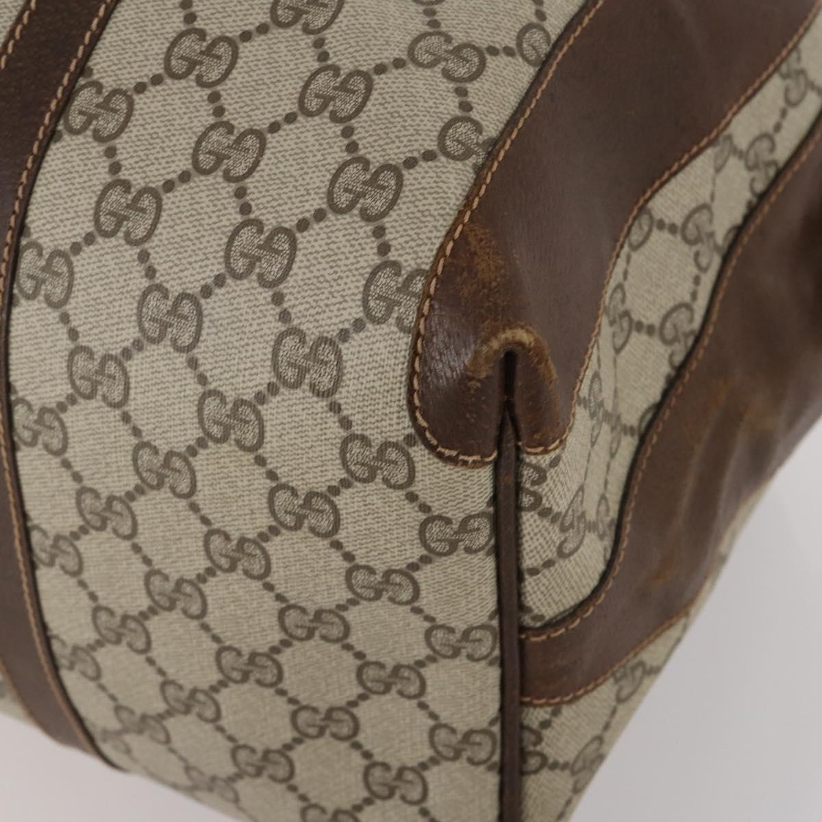 GUCCI GG Supreme Boston Bag PVC Beige Gold Auth 200907