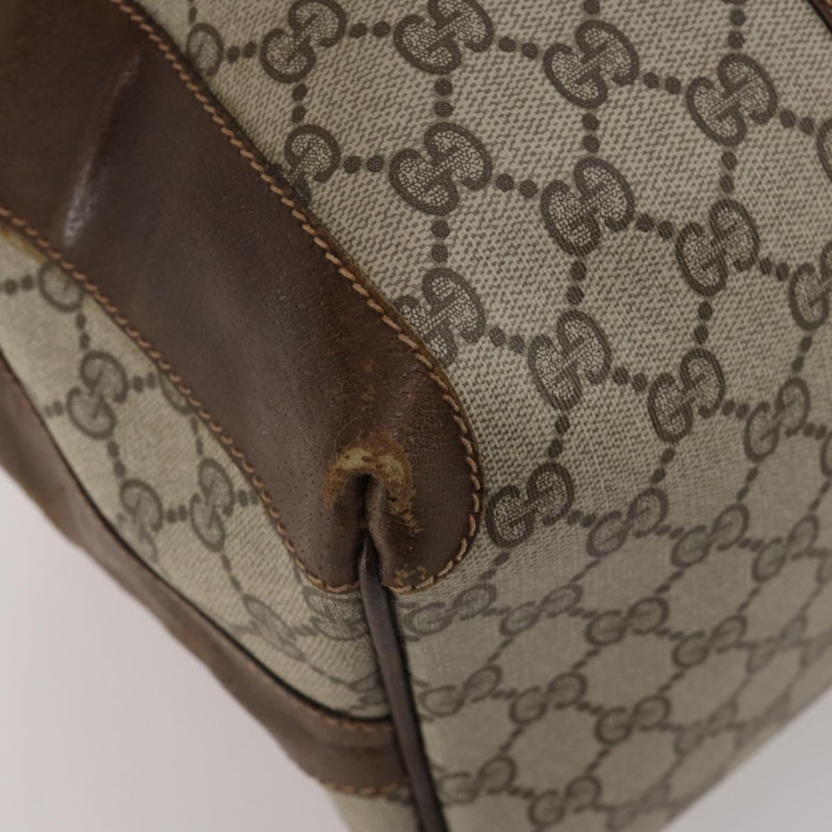 GUCCI GG Supreme Boston Bag PVC Beige Gold Auth 200907