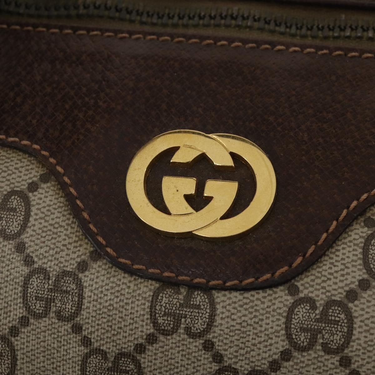 GUCCI GG Supreme Boston Bag PVC Beige Gold Auth 200907