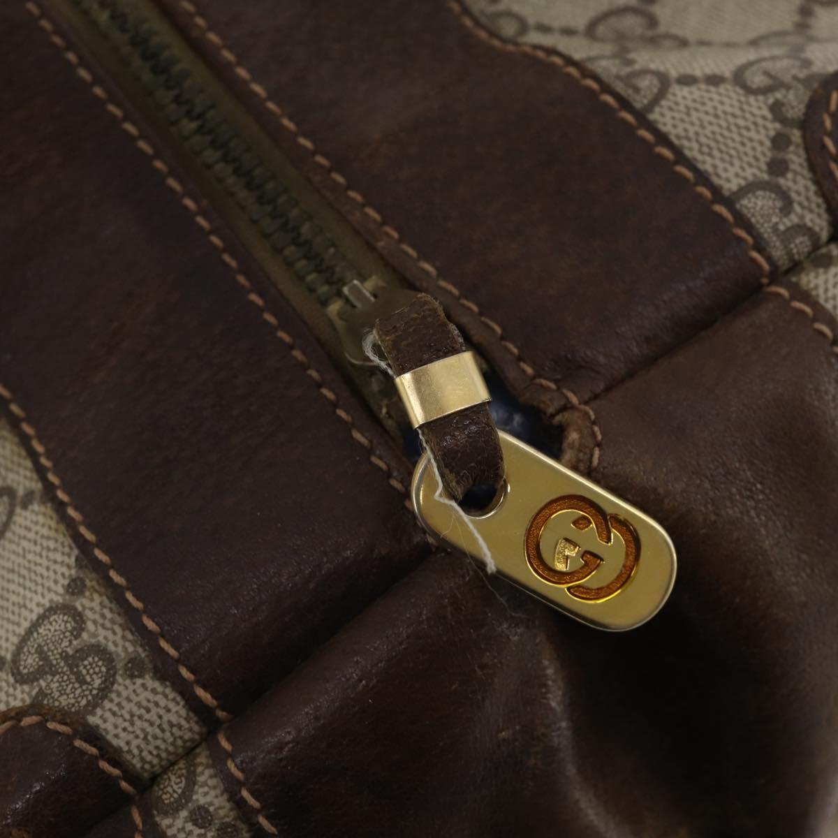 GUCCI GG Supreme Boston Bag PVC Beige Gold Auth 200907