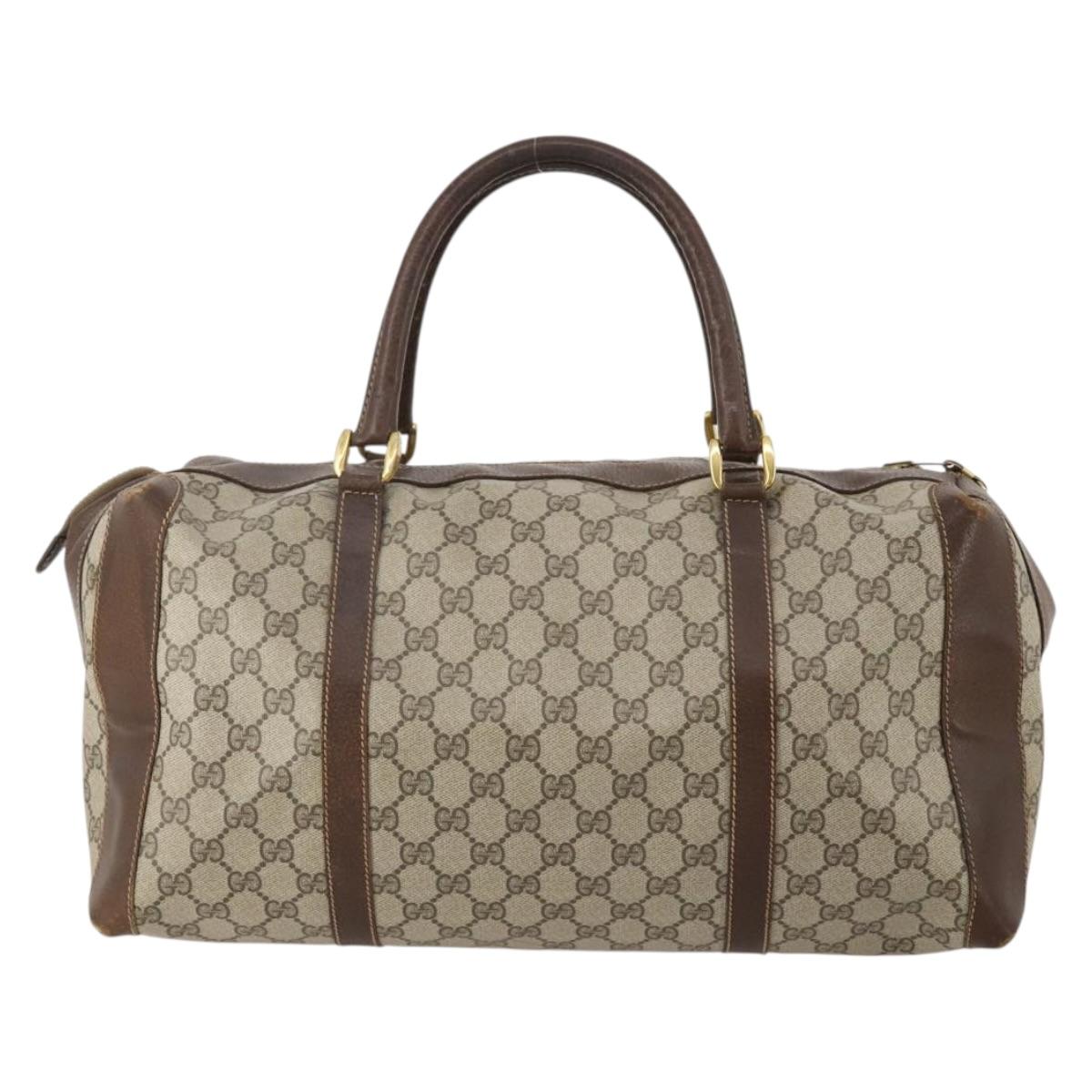 GUCCI GG Supreme Boston Bag PVC Beige Gold Auth 200907