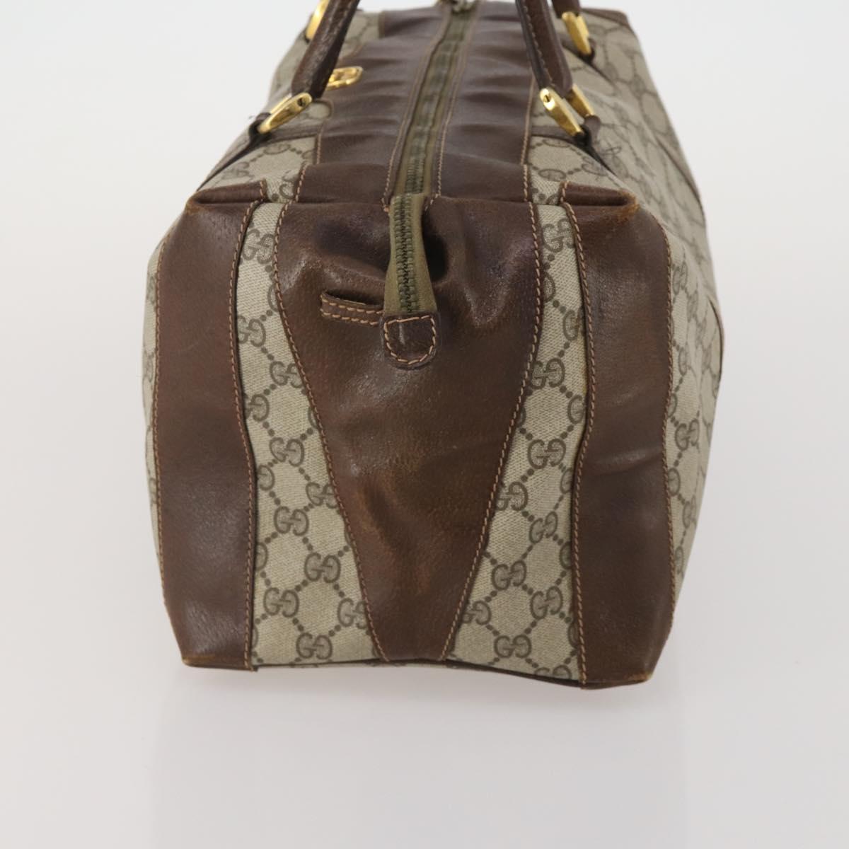 GUCCI GG Supreme Boston Bag PVC Beige Gold Auth 200907