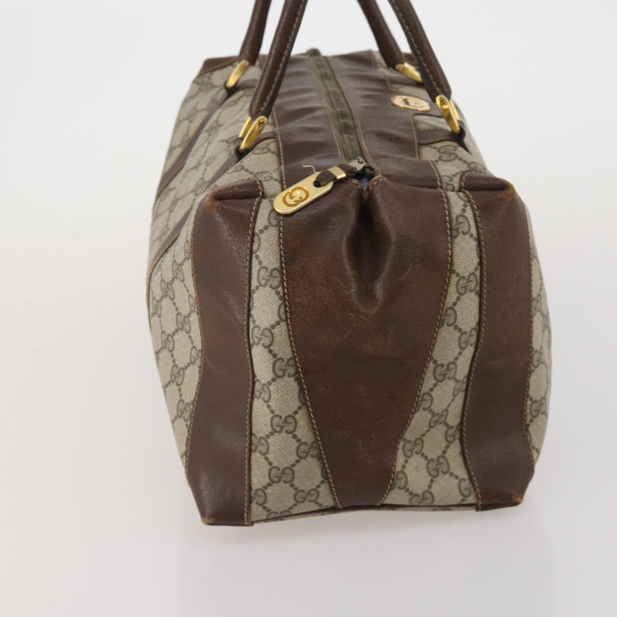 GUCCI GG Supreme Boston Bag PVC Beige Gold Auth 200907