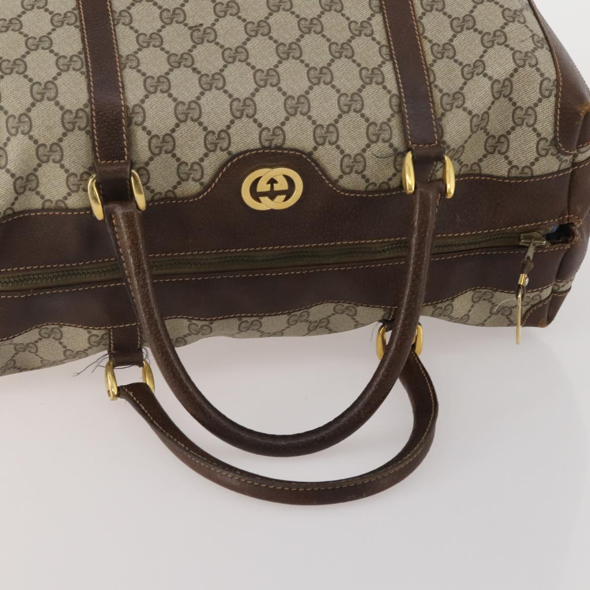 GUCCI GG Supreme Boston Bag PVC Beige Gold Auth 200907