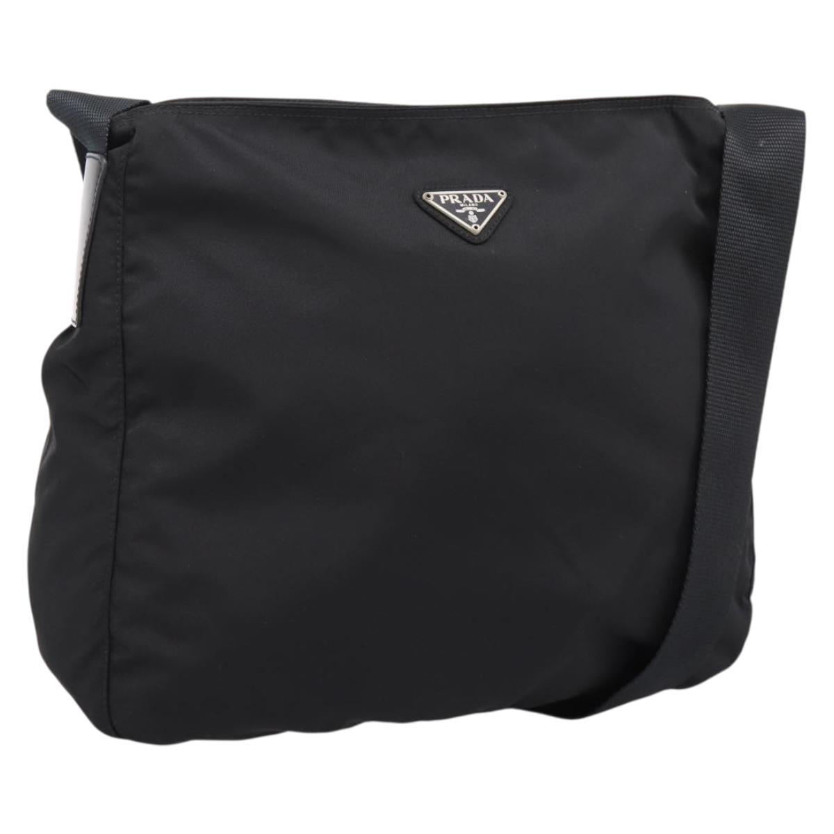 PRADA Shoulder Bag Nylon Black Silver Auth 200908V
