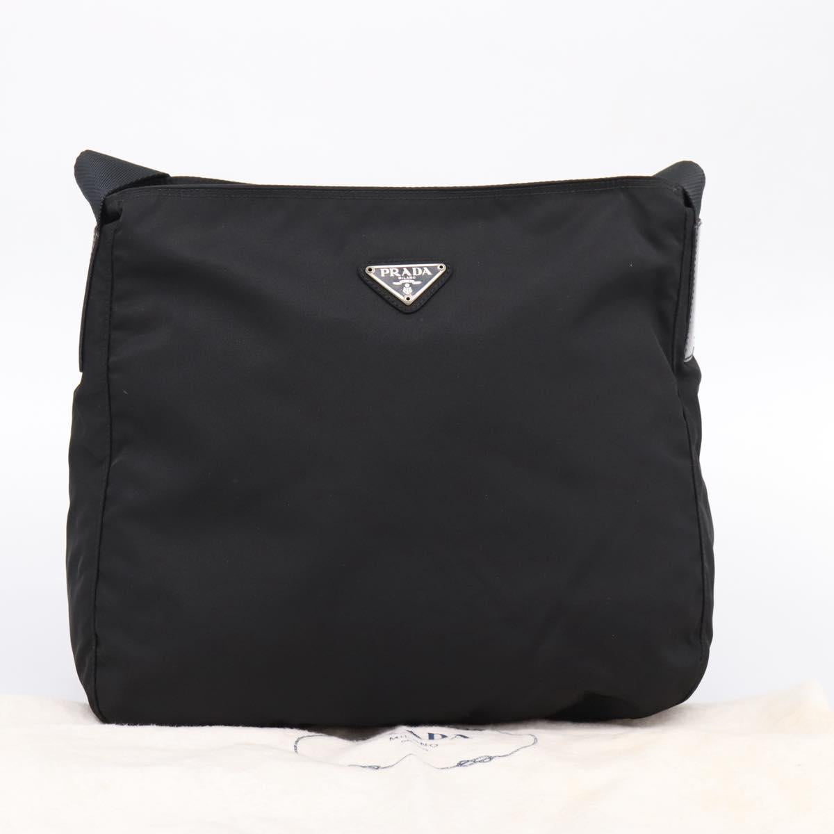 PRADA Shoulder Bag Nylon Black Silver Auth 200908V