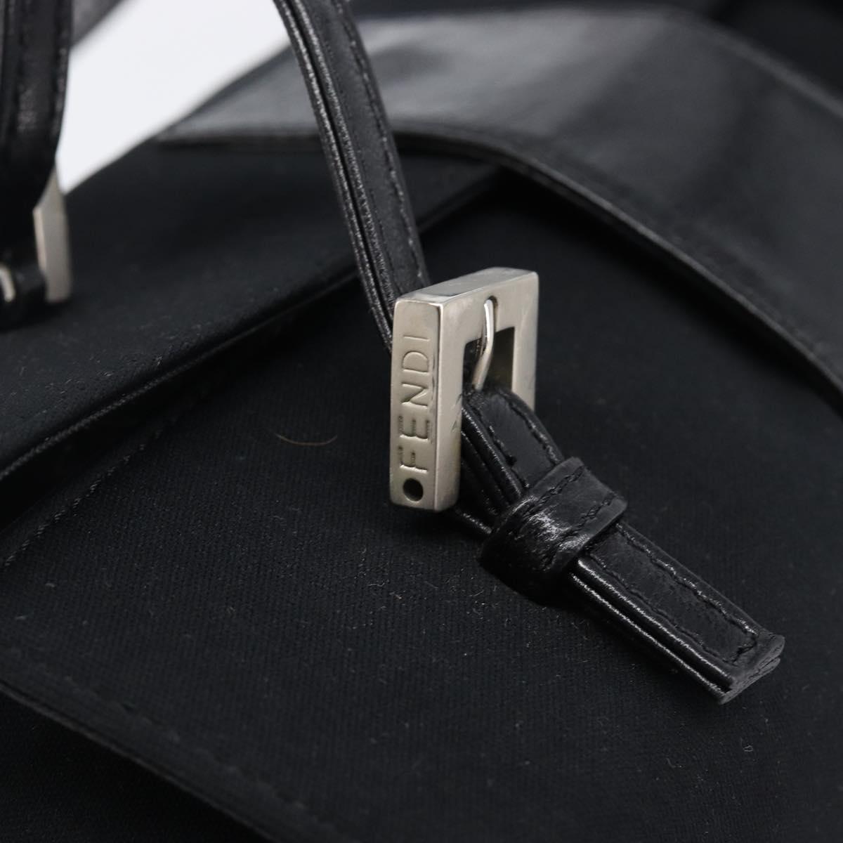 FENDI Mamma Baguette Hand Bag Cotton jersey Black Silver Auth 200914V