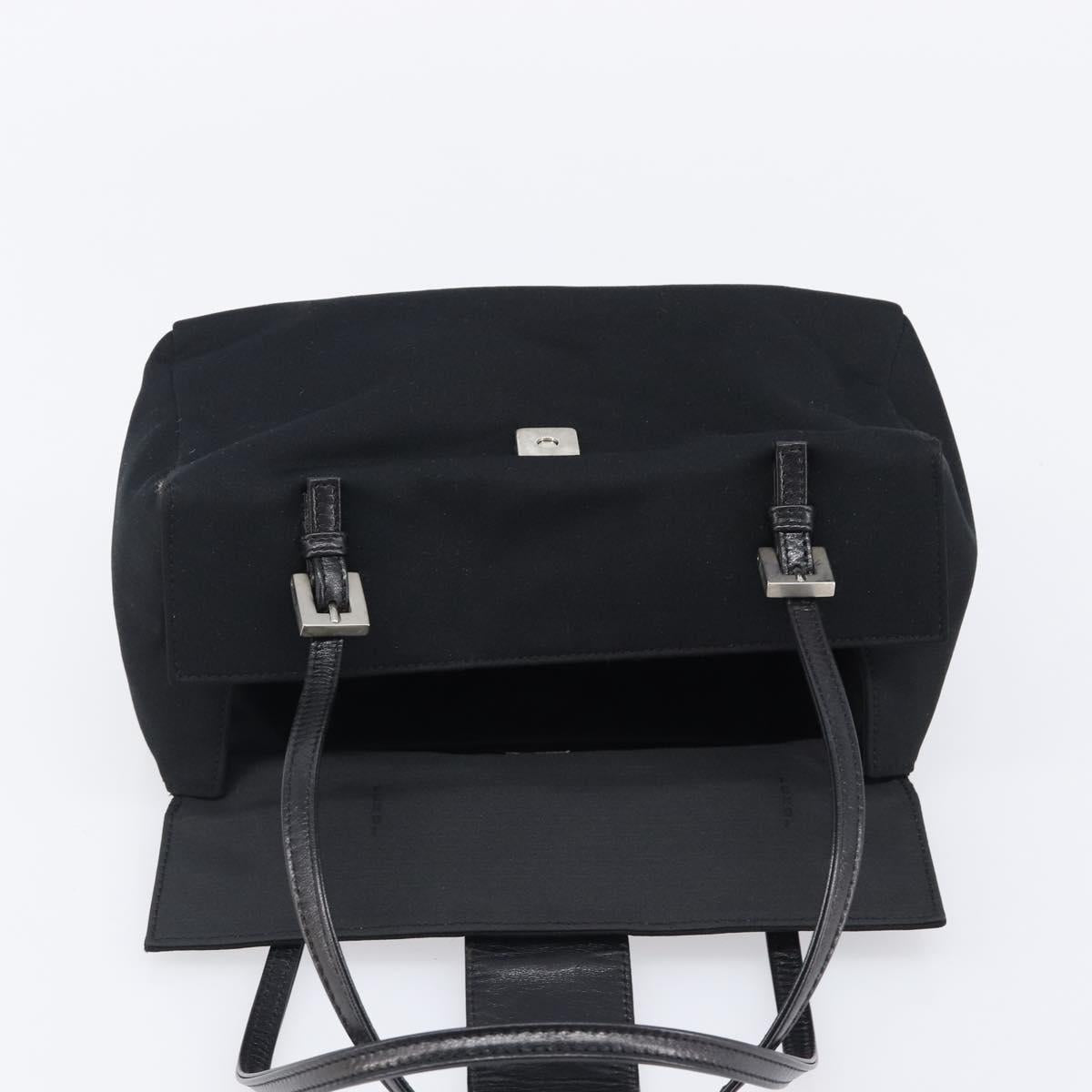 FENDI Mamma Baguette Hand Bag Cotton jersey Black Silver Auth 200914V
