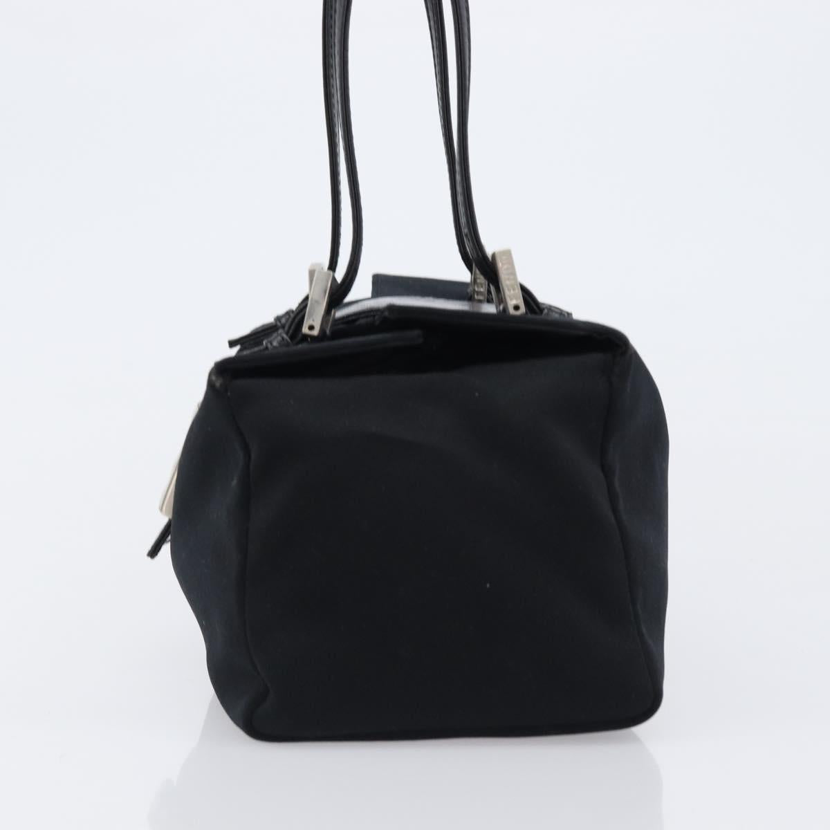 FENDI Mamma Baguette Hand Bag Cotton jersey Black Silver Auth 200914V