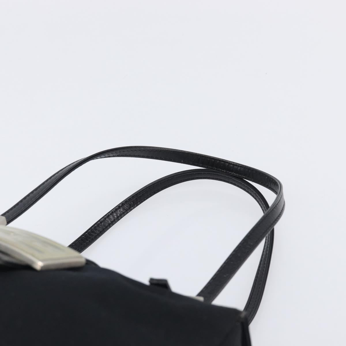 FENDI Mamma Baguette Hand Bag Cotton jersey Black Silver Auth 200914V