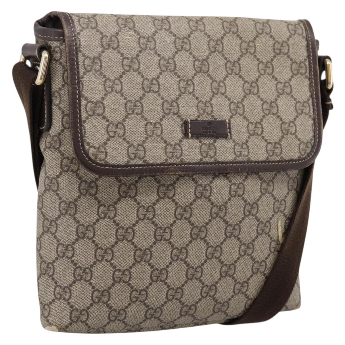GUCCI GG Supreme Shoulder Bag PVC Beige Gold 223666 Auth 200916
