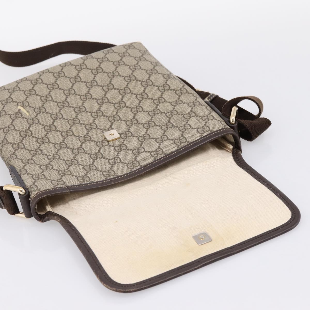 GUCCI GG Supreme Shoulder Bag PVC Beige Gold 223666 Auth 200916