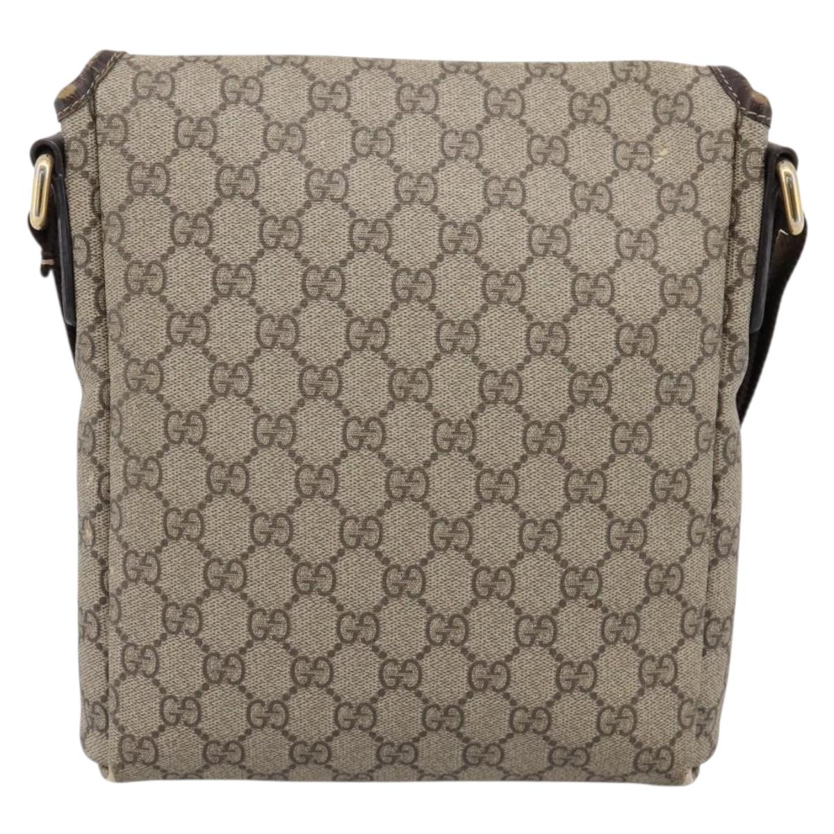 GUCCI GG Supreme Shoulder Bag PVC Beige Gold 223666 Auth 200916