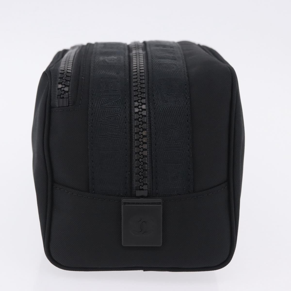 CHANEL Pouch Canvas Black CC Auth 200917M