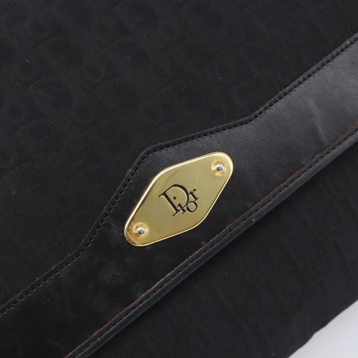 Christian Dior Trotter Canvas Chain Shoulder Bag Black Gold Auth 200920