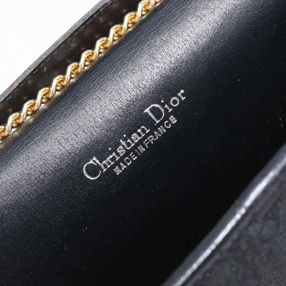 Christian Dior Trotter Canvas Chain Shoulder Bag Black Gold Auth 200920