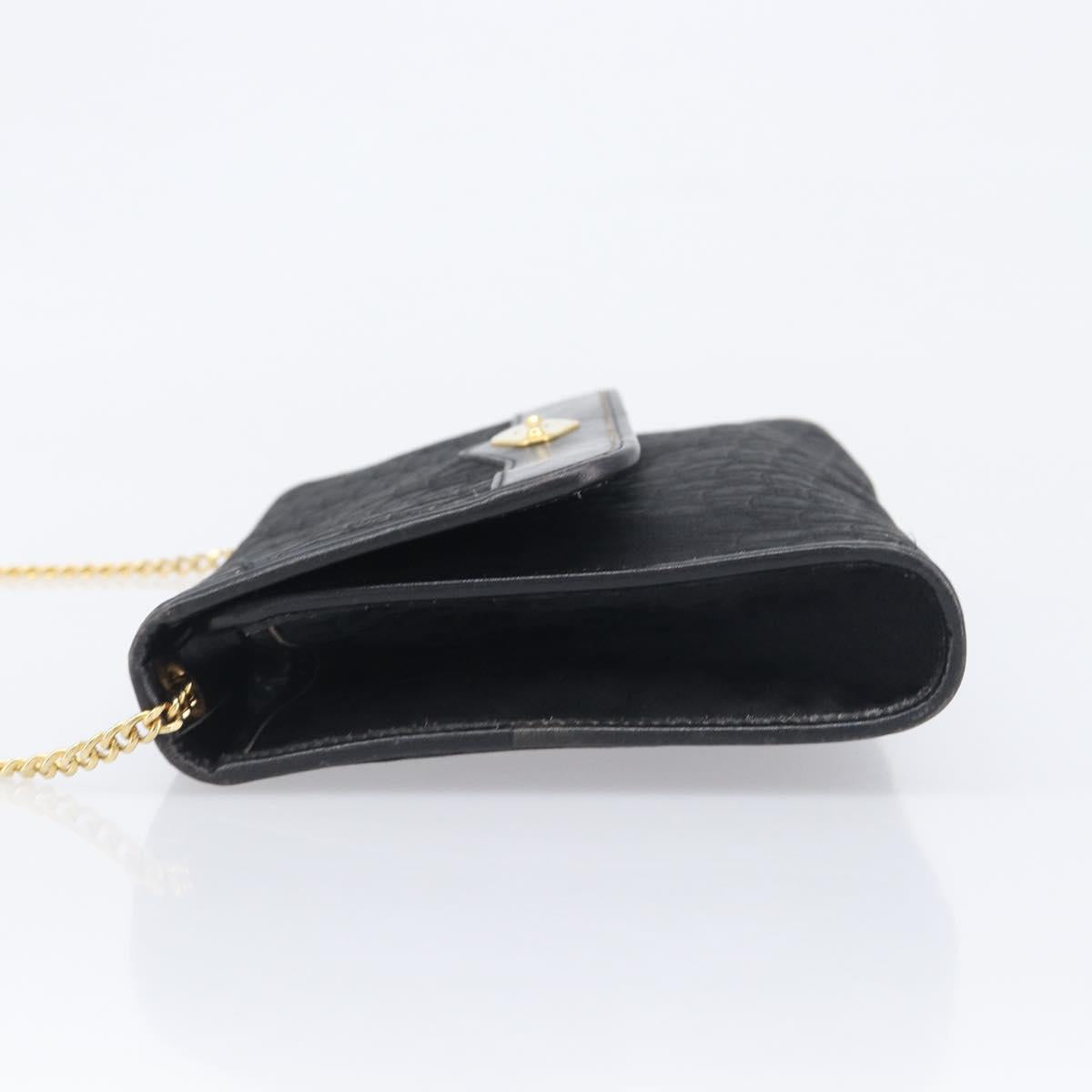 Christian Dior Trotter Canvas Chain Shoulder Bag Black Gold Auth 200920
