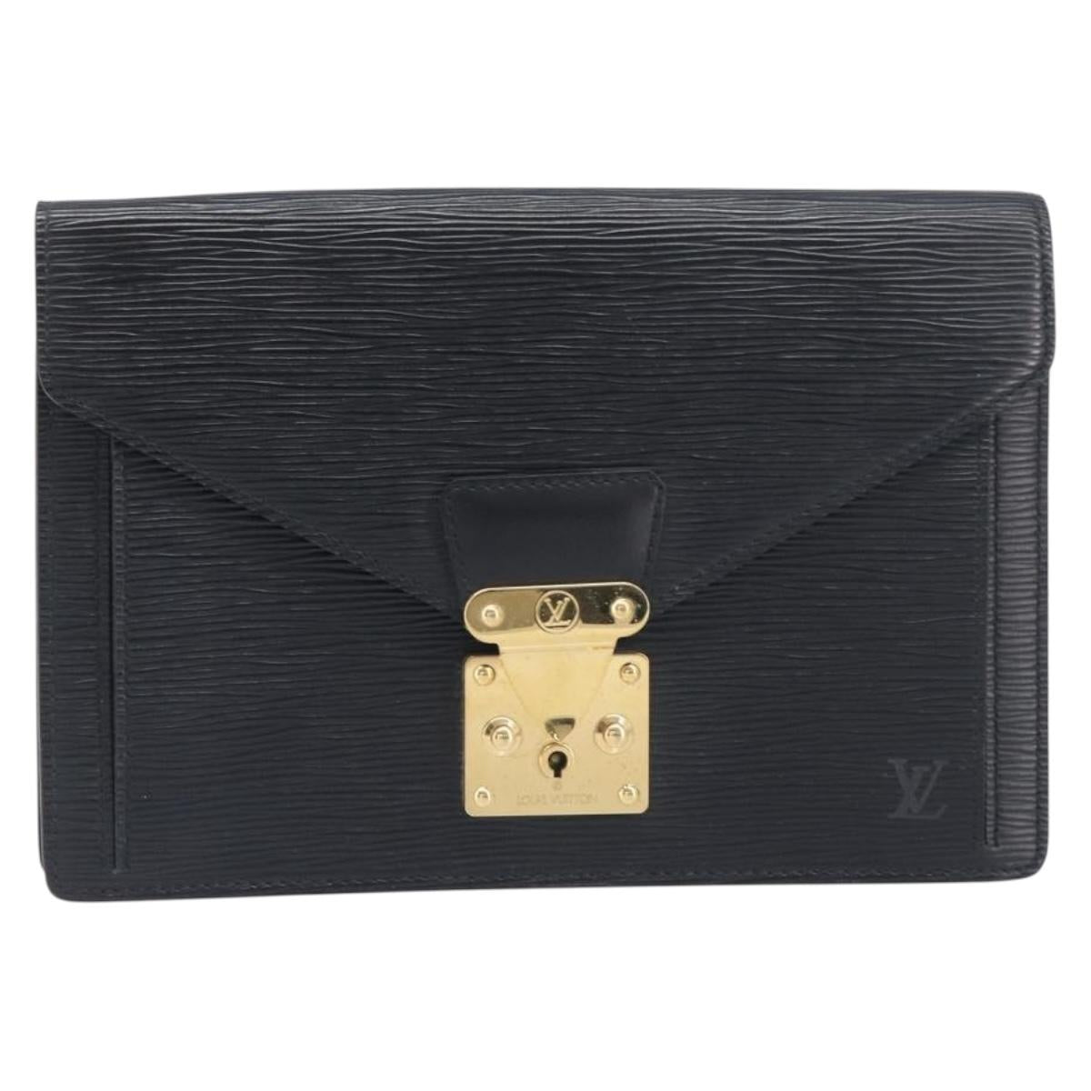 LOUIS VUITTON Epi Serie Dragonne Clutch Bag Black Noir M52612 LV Auth 200921