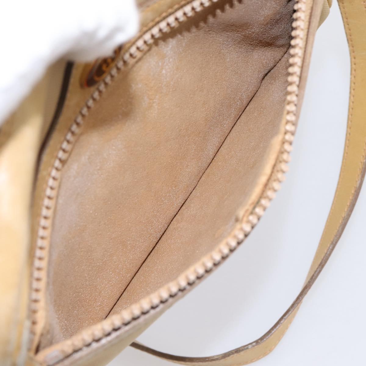 GUCCI Web Sherry Line Shoulder Bag Canvas Beige Gold Auth 200924