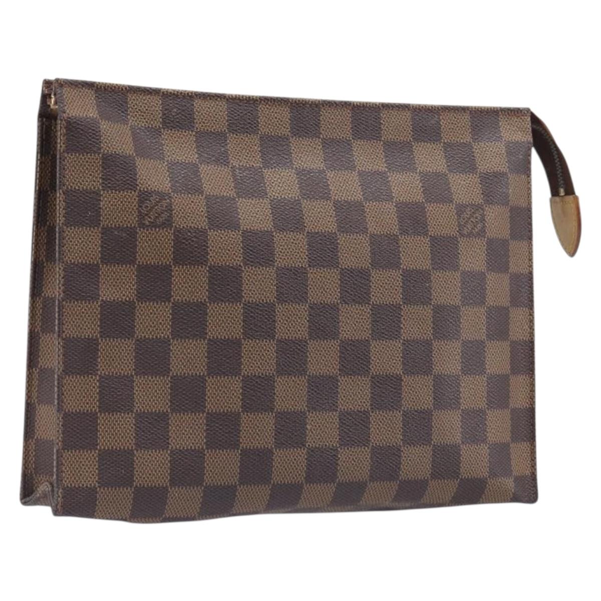 LOUIS VUITTON Damier Ebene Poche Toilette 26 Pouch N47543 LV Auth 200925