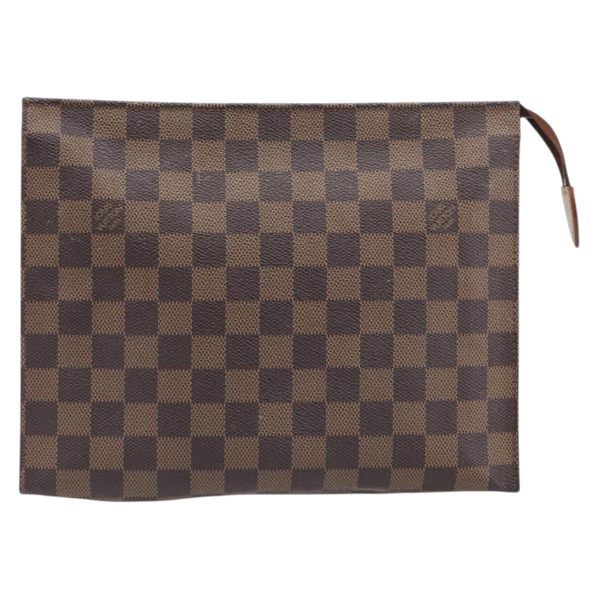 LOUIS VUITTON Damier Ebene Poche Toilette 26 Pouch N47543 LV Auth 200925