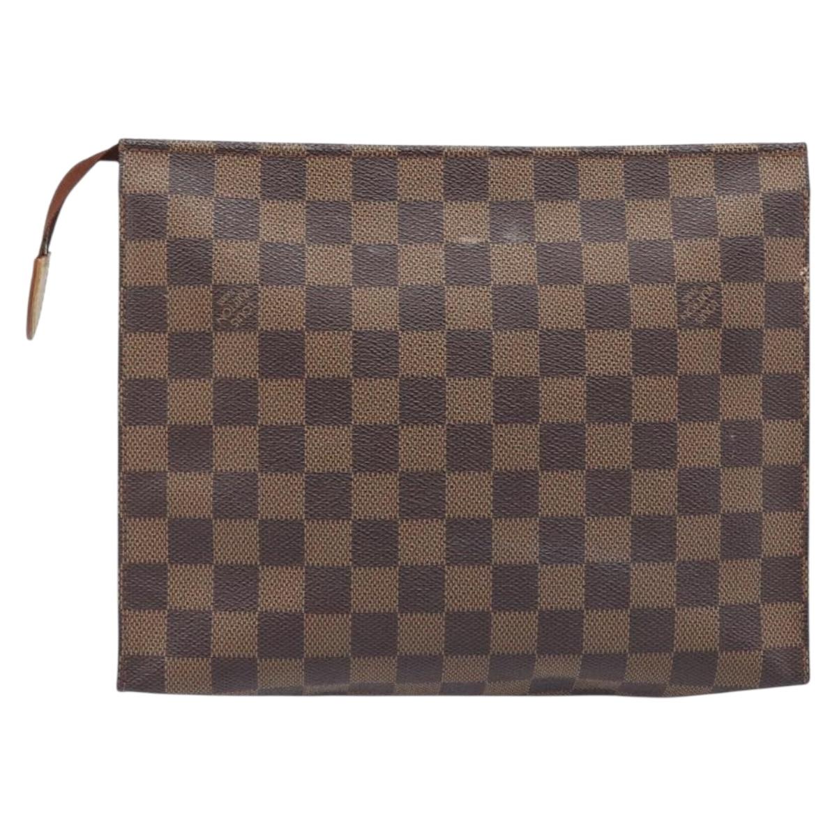 LOUIS VUITTON Damier Ebene Poche Toilette 26 Pouch N47543 LV Auth 200925