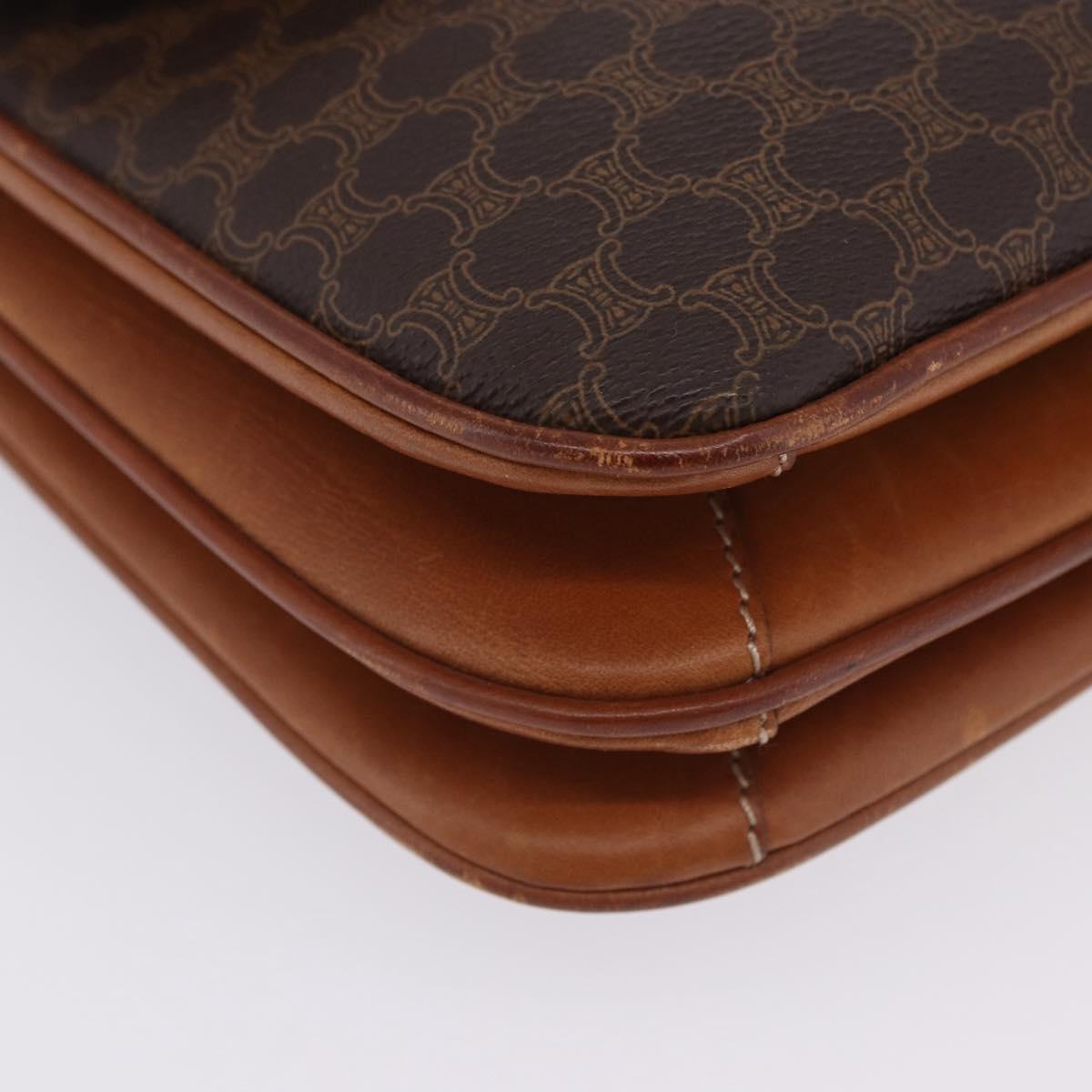 CELINE Macadam Canvas Shoulder Bag PVC Leather Brown Gold Auth 200927