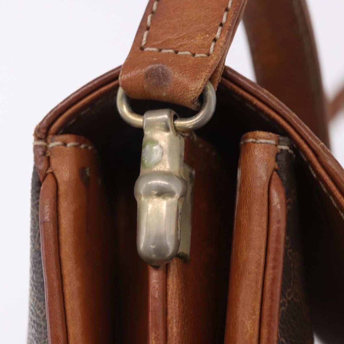 CELINE Macadam Canvas Shoulder Bag PVC Leather Brown Gold Auth 200927