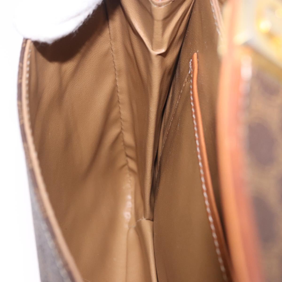 CELINE Macadam Canvas Shoulder Bag PVC Leather Brown Gold Auth 200927