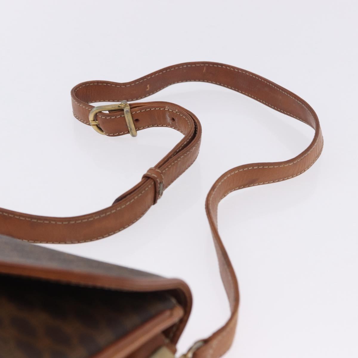 CELINE Macadam Canvas Shoulder Bag PVC Leather Brown Gold Auth 200927