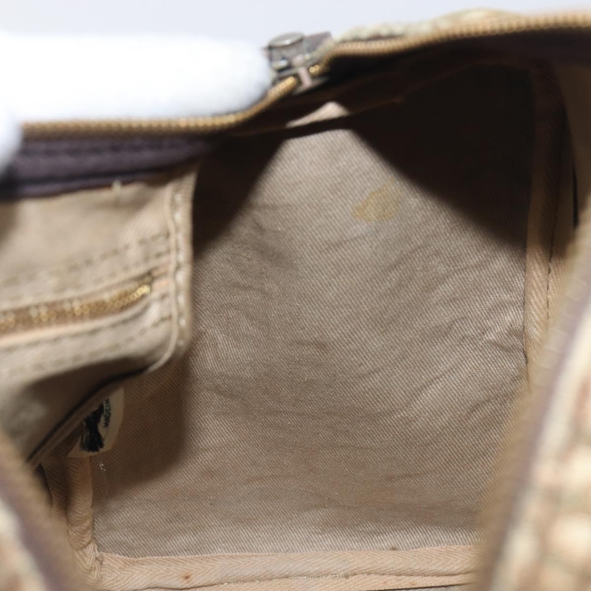 Christian Dior Trotter Canvas Boston Bag Beige Gold Auth 200928