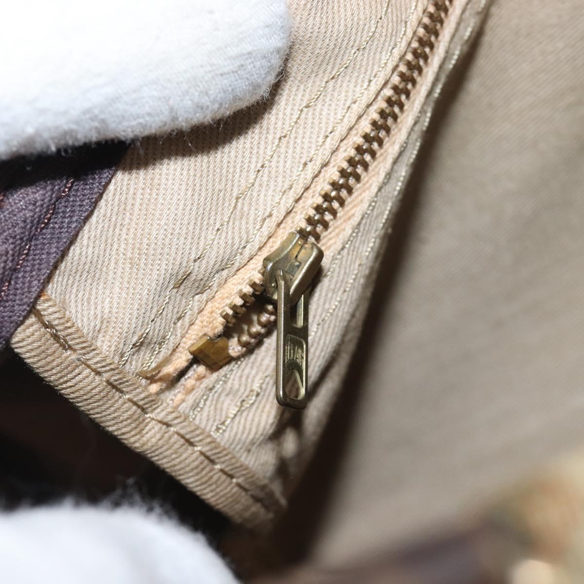 Christian Dior Trotter Canvas Boston Bag Beige Gold Auth 200928