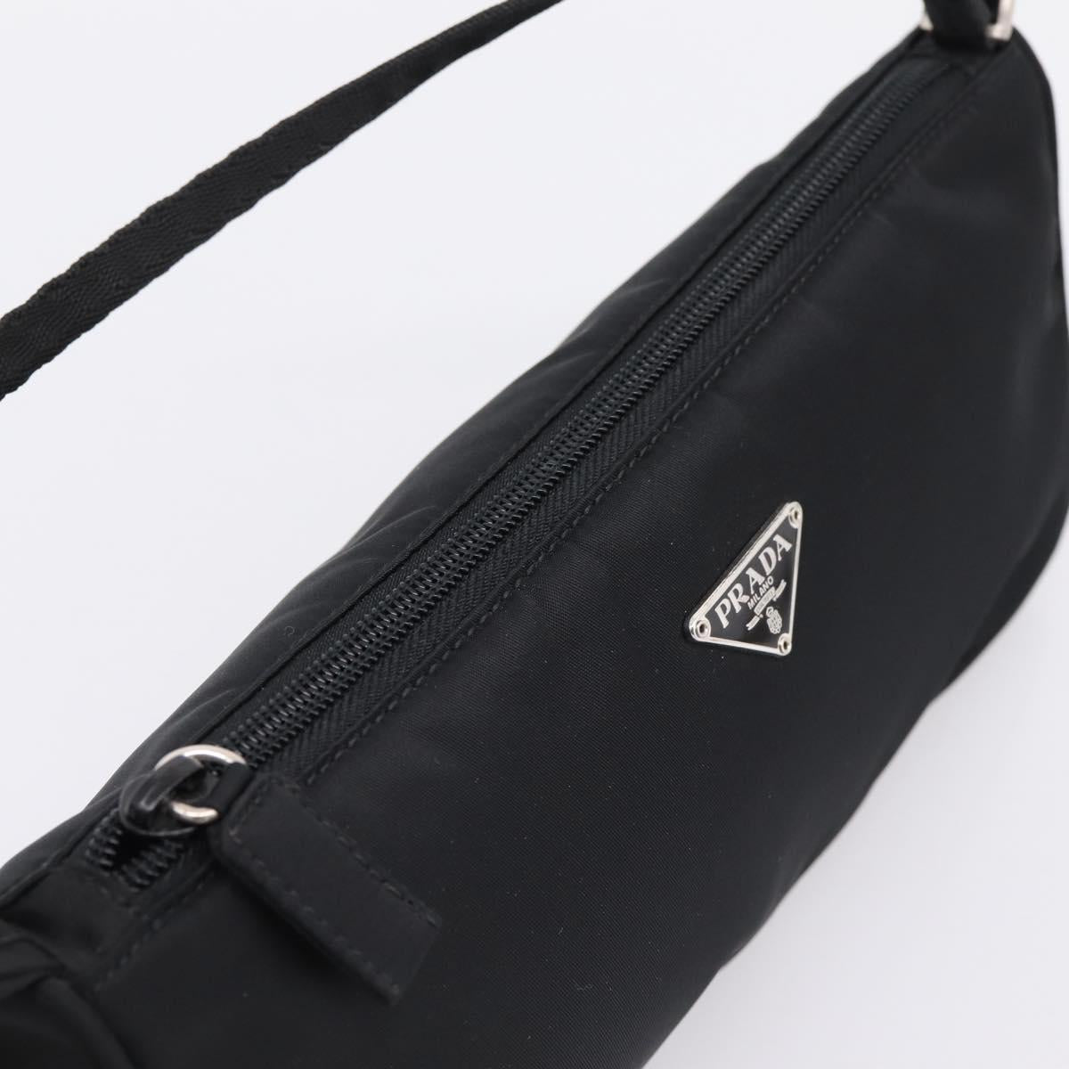 PRADA Accessory Pouch Nylon Black Silver Auth 200929V