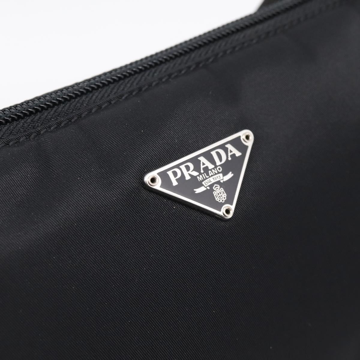 PRADA Accessory Pouch Nylon Black Silver Auth 200929V