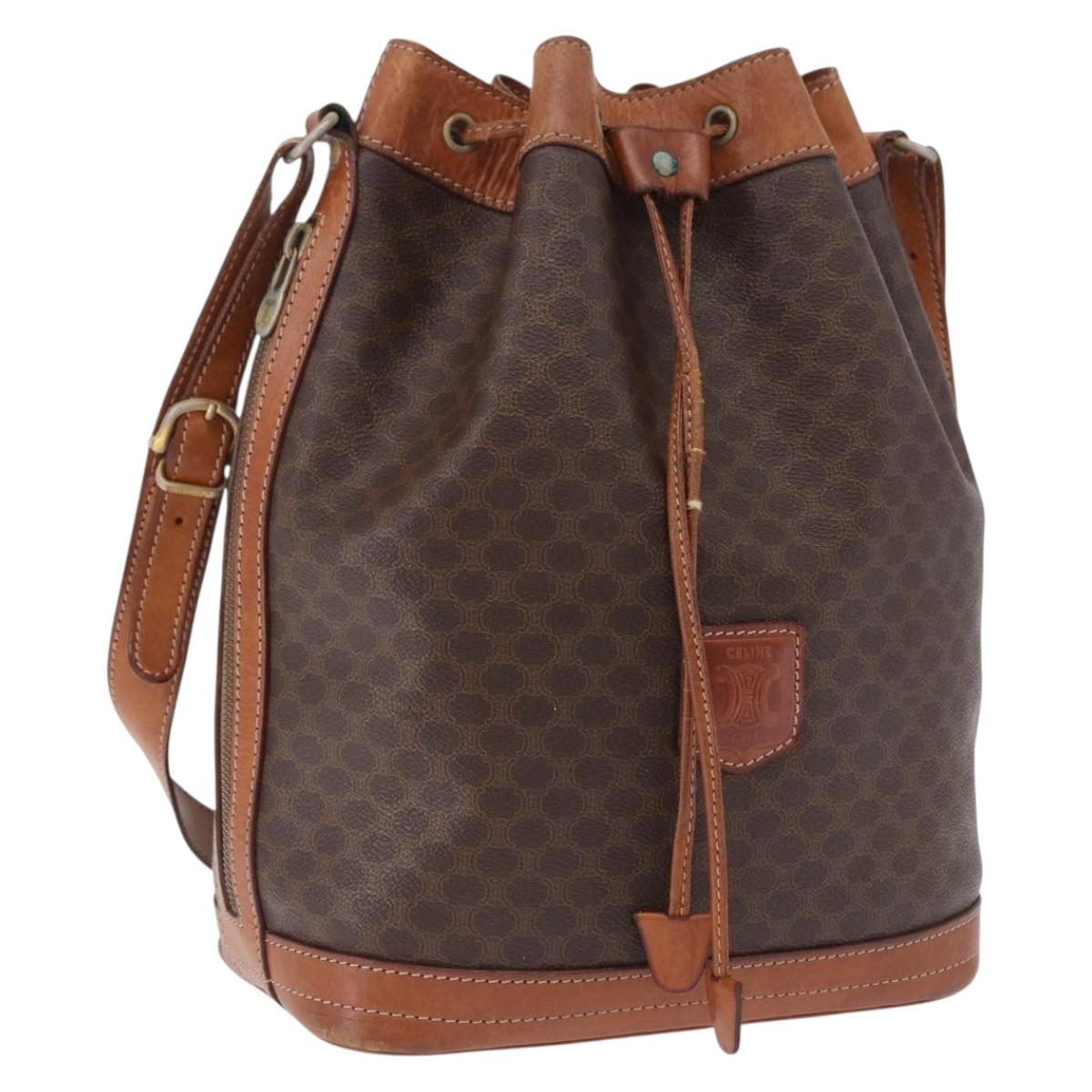 CELINE Macadam Shoulder Bag PVC Leather Brown Gold Auth 200933