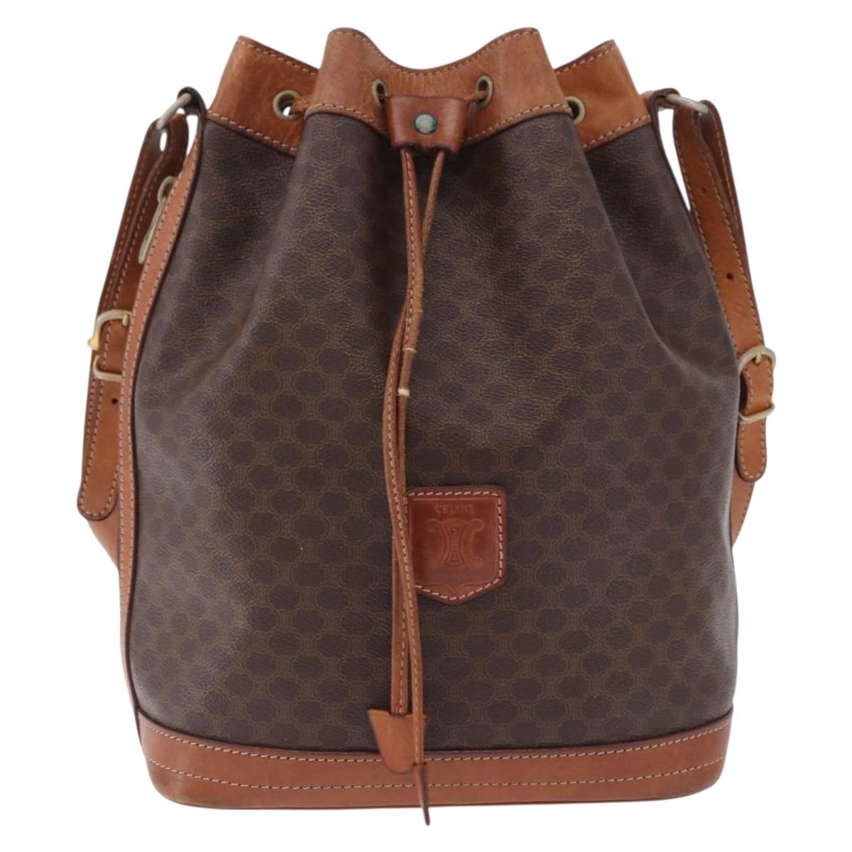 CELINE Macadam Shoulder Bag PVC Leather Brown Gold Auth 200933