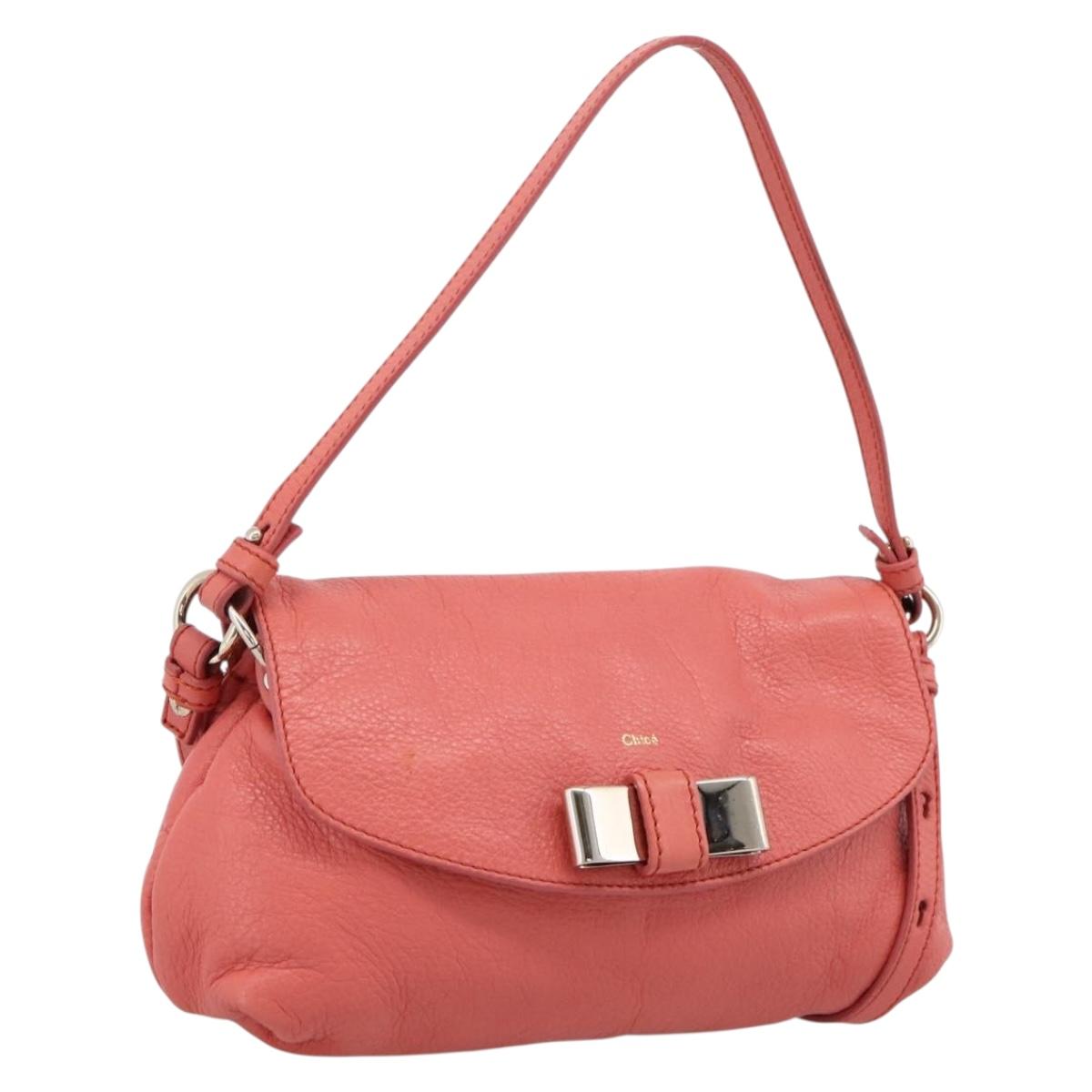 Chloe Lily Hand Bag Leather 2way Pink Gold Auth 200938A